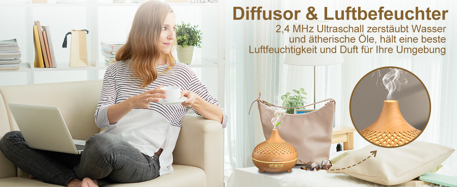 Дифузор аромату 500 мл з ефірними оліями та керуванням від пульта, 14 кольорів, 2 режими розпилення, тиха робота, золото