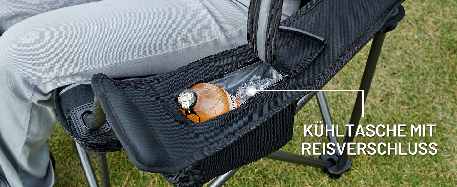 Кампінговий стілець розкладний Timber Ridge 2 шт, 200 кг, 63 см, з ізольованою сумкою-холодильником, чорний