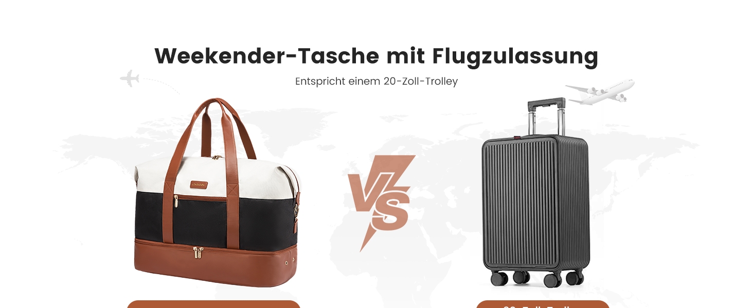 Сумка-трансформер LOVEVOOK для подорожей: велика дорожня сумка-шопер 60L з відділенням для взуття, водонепроникна, 55x42x25см