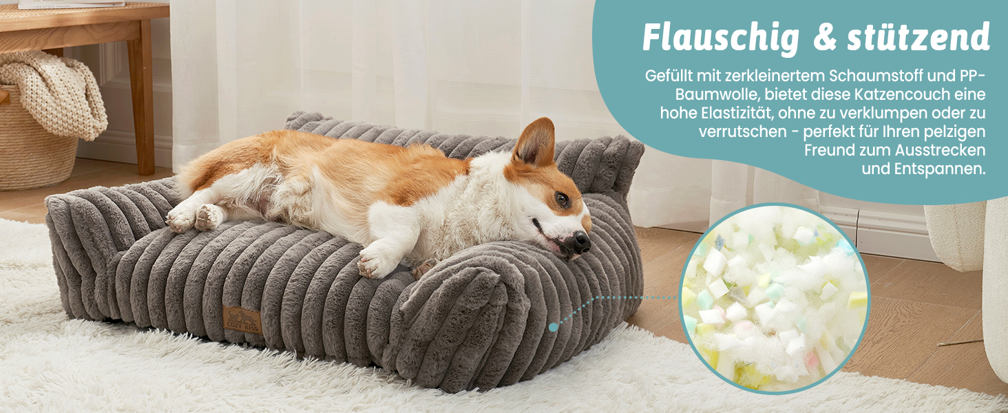 Килимок для котів XL, сірий, 80x60x33 см - м'яке ліжко-софа для котів та собак, зручне та легке у догляді