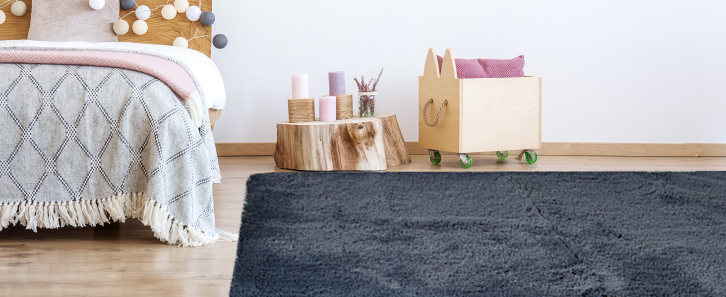 Килимок CHOSHOME для спальні, вітальні: м'який, сучасний, з високим ворсом, антиковзаюча підкладка, для дитячої кімнати, шэггі, сірий, 90x150 см