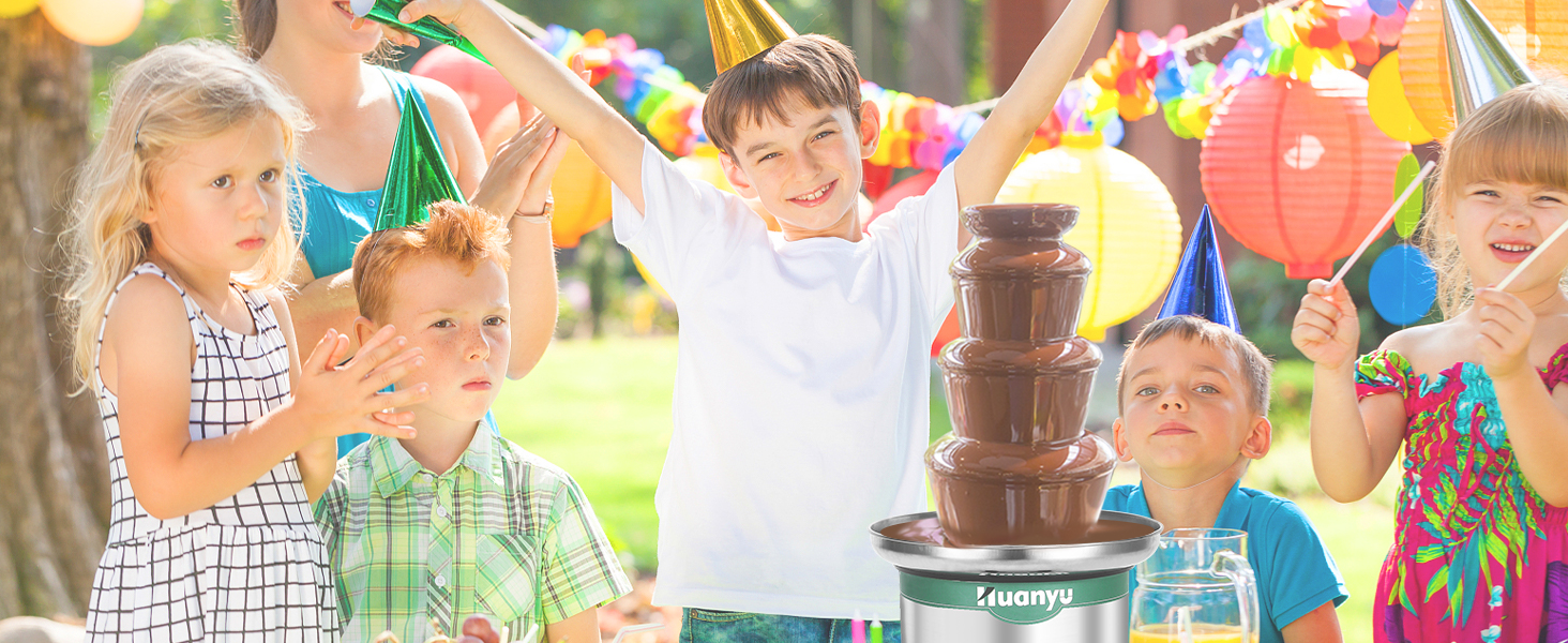 Електричний шоколадний фонтан Huanyu 4-рівневий, великий набір для фондю з шоколадом, для вечірок, весіль та днів народжень