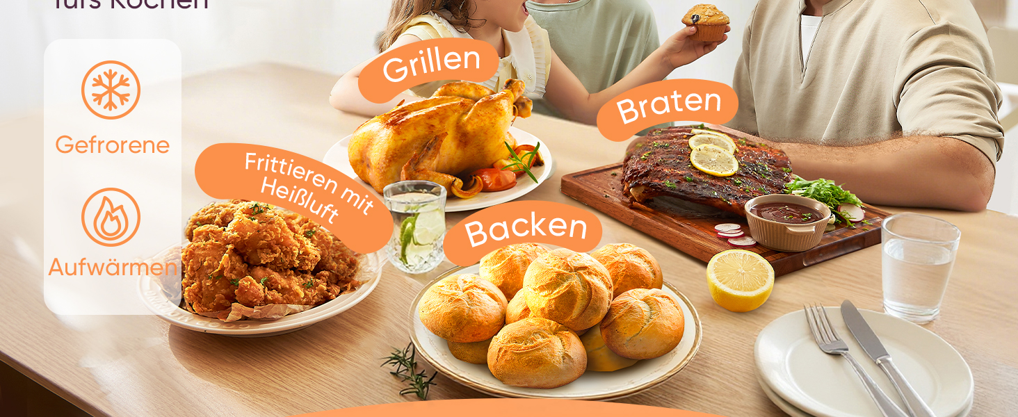 Фритюрниця Cosori Turboblaze Airfryer 9-в-1 з об'ємом 6л, сірий колір, з тихим DC мотором та 87 рецептами