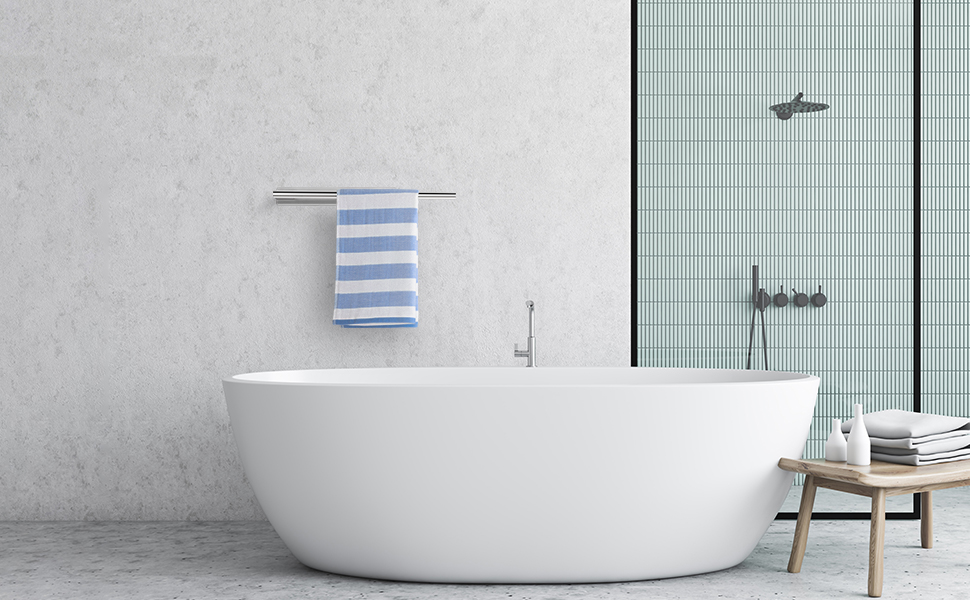 Тримач для рушників без свердління, на клейкій основі, 28 см, нержавіюча сталь, сріблястий, для ванної кімнати та кухні