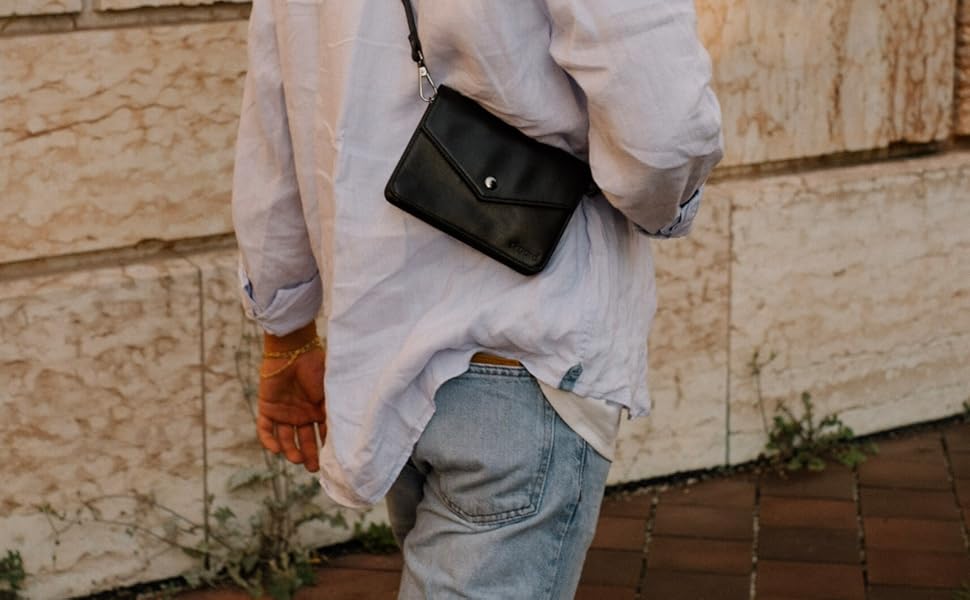 Сумка-бананка Skaard з екошкіри чорного кольору – 3-в-1 (crossbody, на пояс, унісекс) з регульованим ремінцем