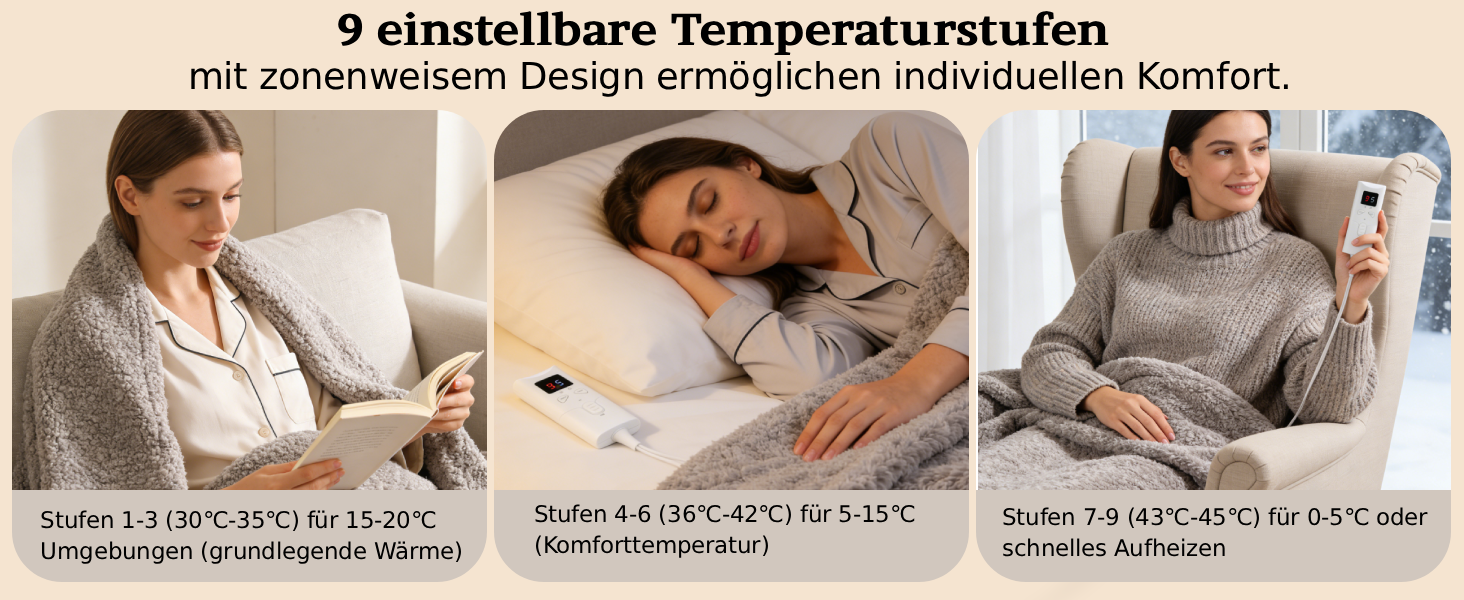 Електрична гріюча ковдра TLGREEN 180x130 см з м'якою підкладкою, імітація овечої шкури, з автовимкненням, двостороння, захист від перегріву, таймер, 9 температурних режимів, пральна, ковдра для дивана, ліжка, офісу, коричнево-сіра