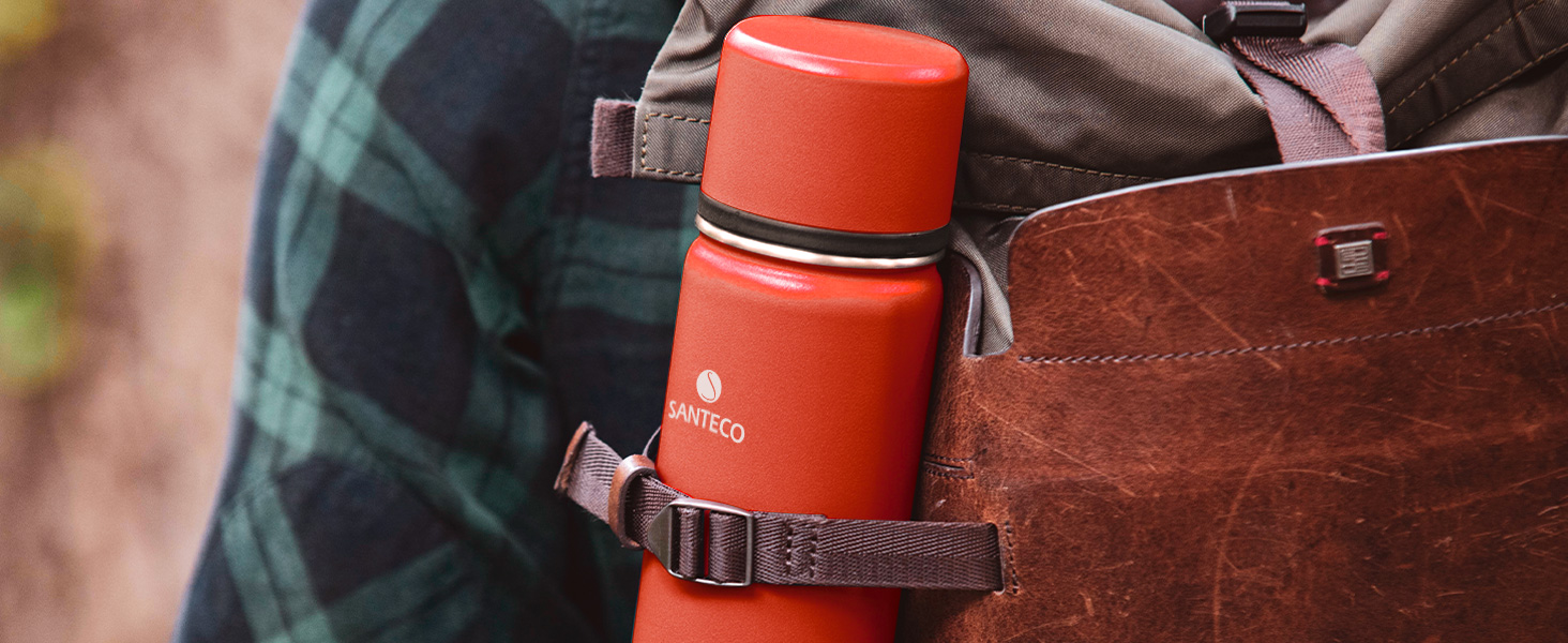 Термос з нержавіючої сталі SANTECO 1л/500мл, ізотермос з кришкою-чашкою, для дітей, спорту, без BPA, 24 години холод, 12 годин тепло, чорний