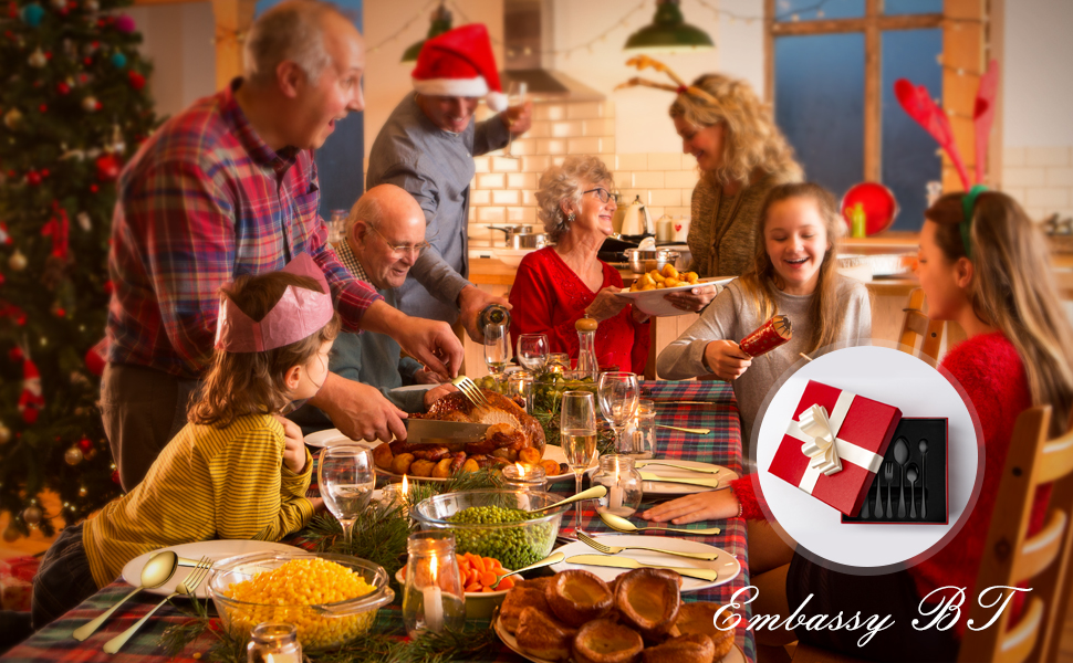 Набір столових приборів 36 шт. для 6 осіб - нержавіюча сталь, чорне матове покриття, ніж, виделка, ложка - придатний для миття в посудомийній машині