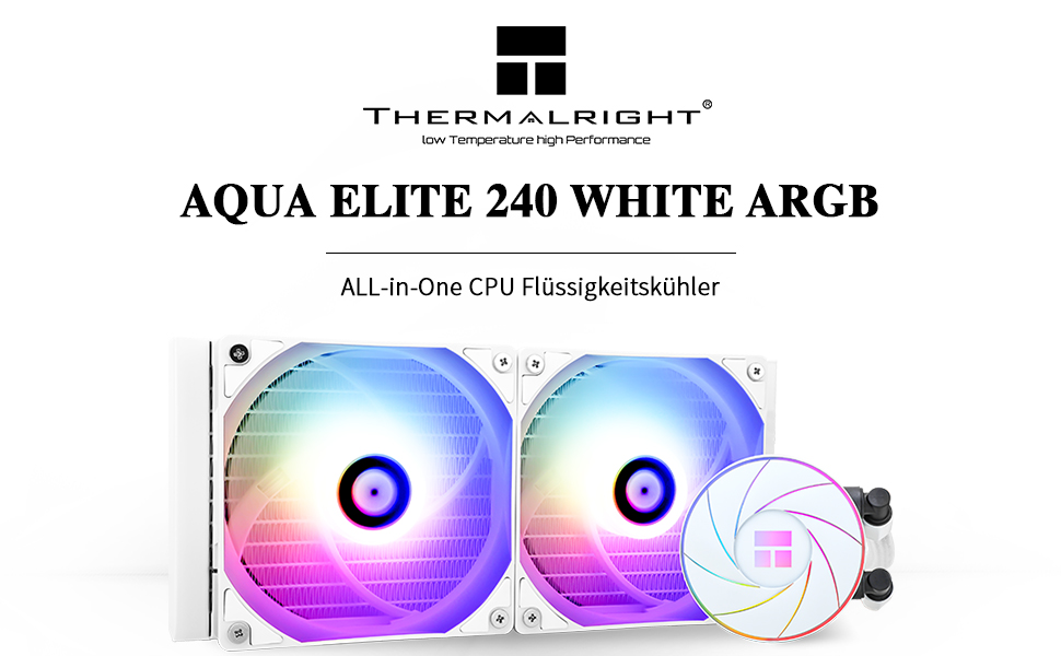 Thermalright AQUA ELITE 360 ARGB: Система водяного охолодження CPU з 3 вентиляторами 120mm, 1550RPM, для AMD/Intel, білий колір