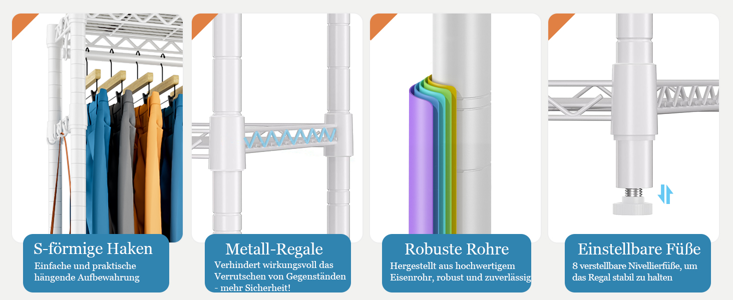 Розширюваний вішак для одягу, металева штанга для одягу, розсувний гардероб з гачками (білий)