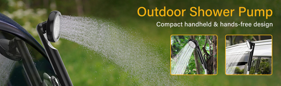 Portable Camping Shower with Pump - Rechargeable Battery Powered Camping Shower Set with 1.8m Hose - Camping Shower Set for Garden, Camping, Car Washing, and Pet Washing
