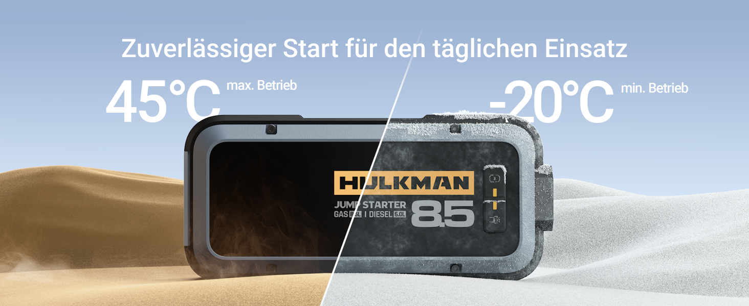 Пусковий пристрій (бустер) HULKMAN Alpha85 2000A 20000mAh для автомобіля, портативний літієвий стартер для бензинових двигунів до 8.5л та дизельних до 6л