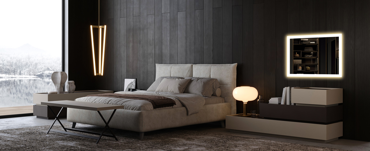 Дзеркало для ванної кімнати з підсвічуванням 50x70 см, LED, антизапарник, 2 кольори світла (3000K/6500K), прямокутне, горизонтальне/вертикальне, без рами