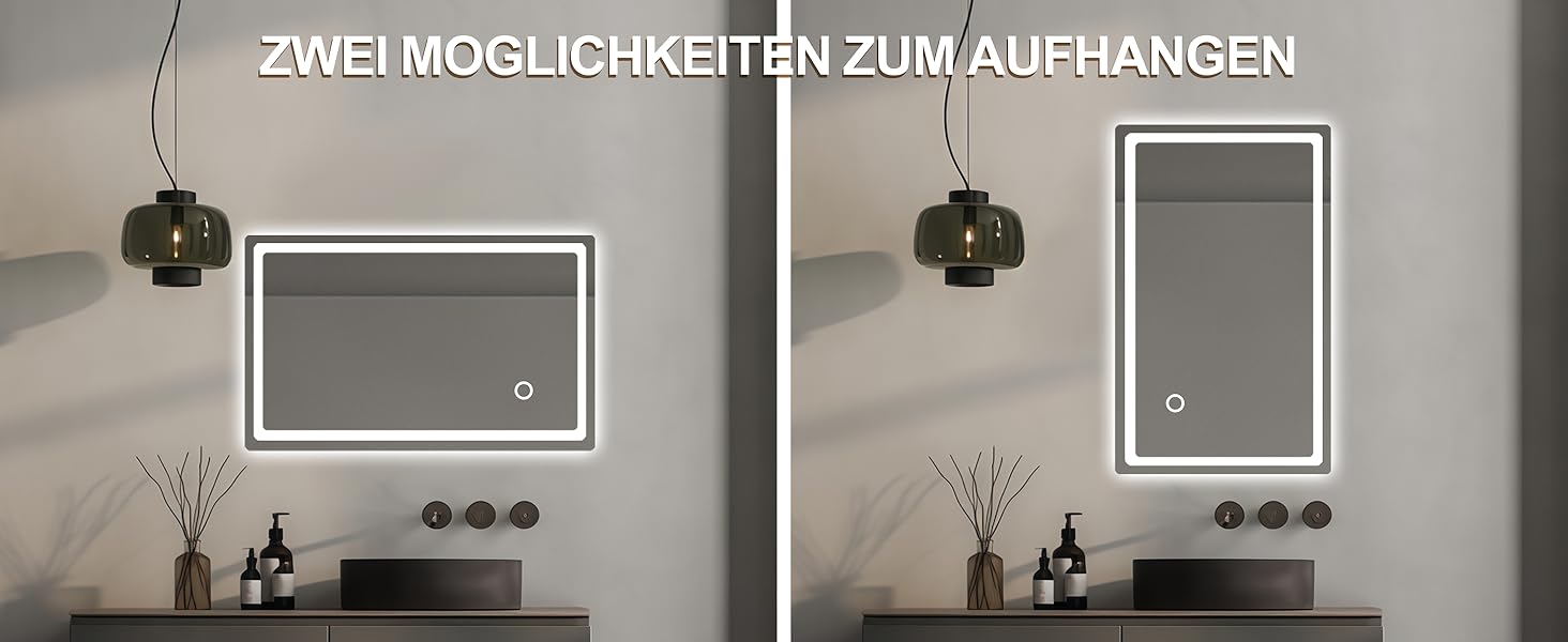 Дзеркало для ванної кімнати з підсвічуванням 40x60 см LED, з вимикачем, холодне біле світло 6000K