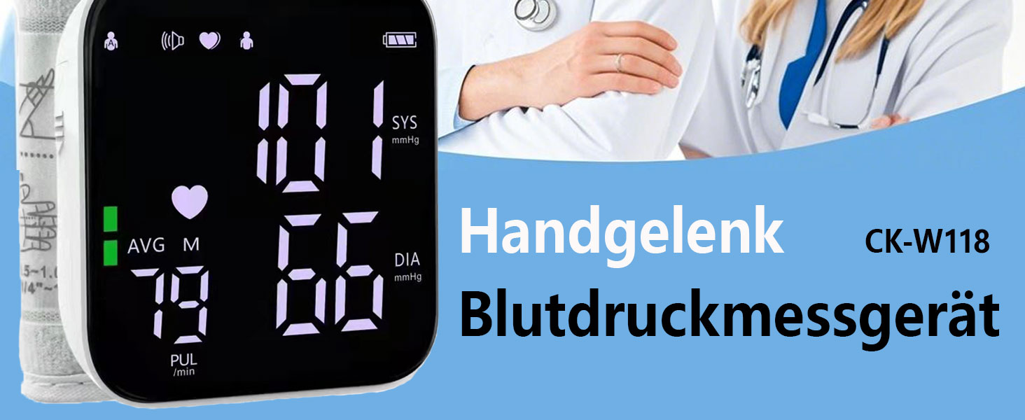 Тонометр на зап'ястік, LED-дисплей, регульована манжета, виявлення аритмії, CK-W118