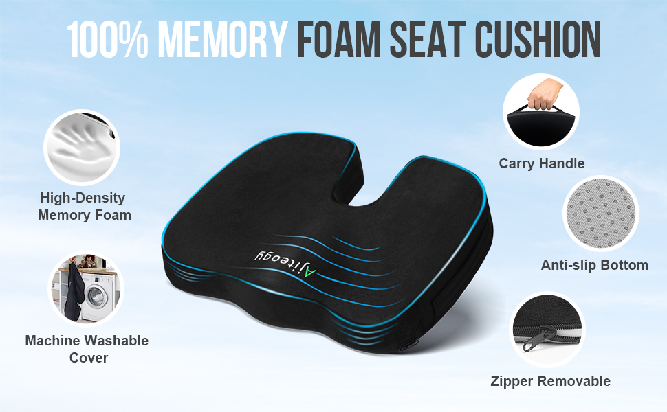 Подушка з піни Memory Foam для офісного крісла, авто та геймерського стільця - ортопедична підтримка спини