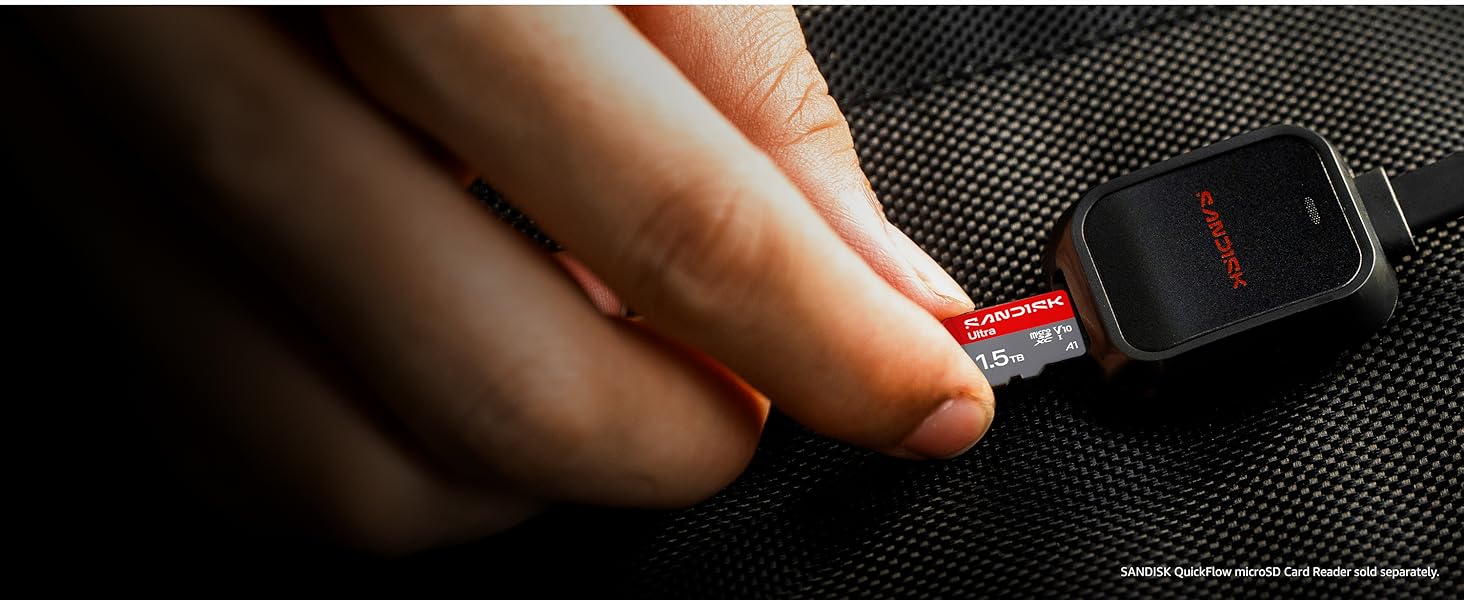 Карта пам'яті SanDisk Ultra microSDXC 1.5TB UHS-I (до 195 МБ/с, V10, U1, Class 10, A1) з SD-адаптером для смартфонів, планшетів, камер та ноутбуків