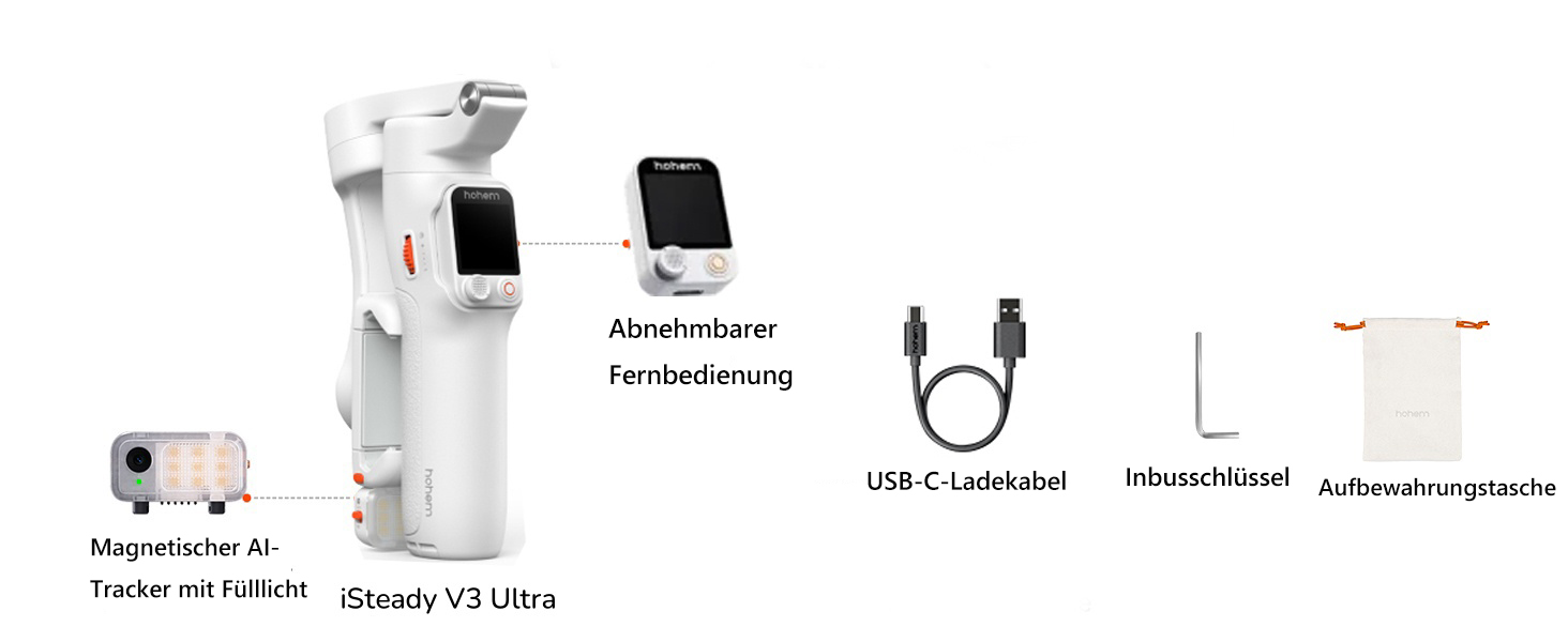 Стабілізатор Hohem iSteady V3 Ultra для смартфона: AI-трекінг, жести, пульт, екран, штатив, для зйомки Vlog та TikTok