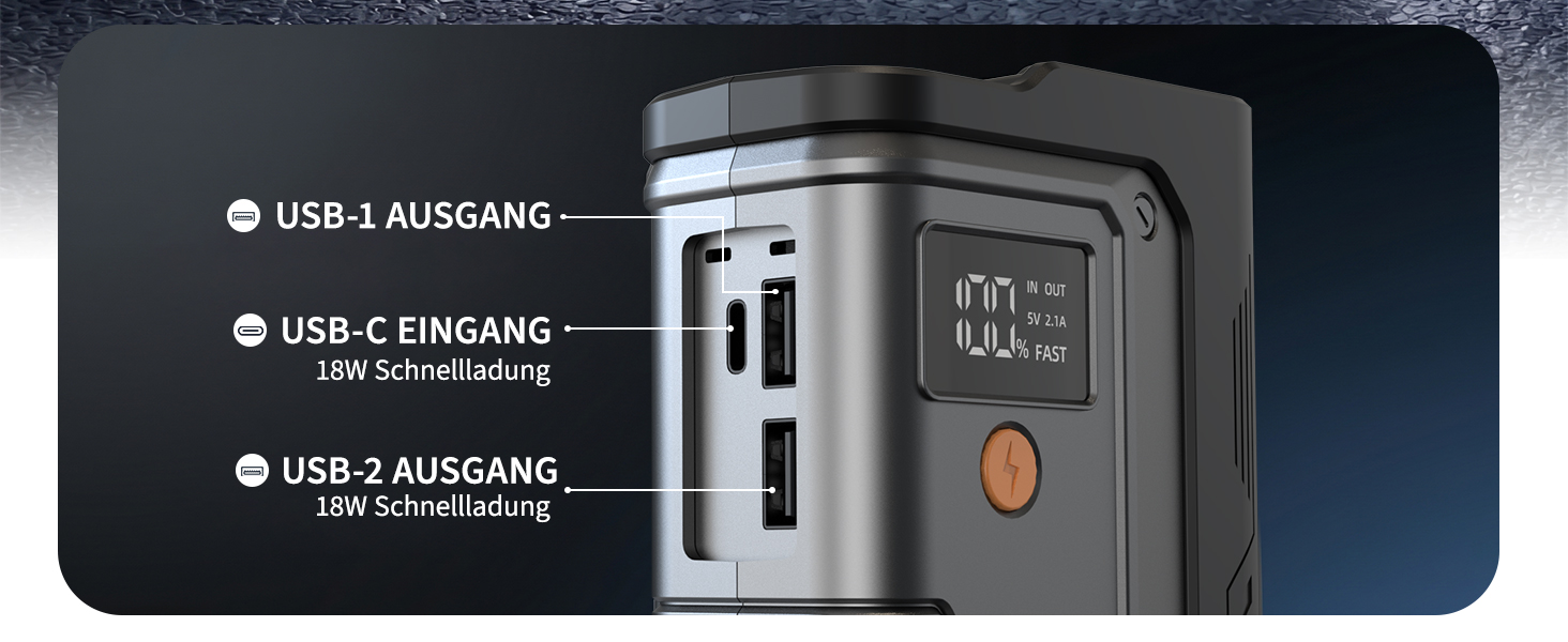 Пусковий пристрій (бустер) для автомобіля Starthilfe Powerbank 8000A, 26800mAh, чорний