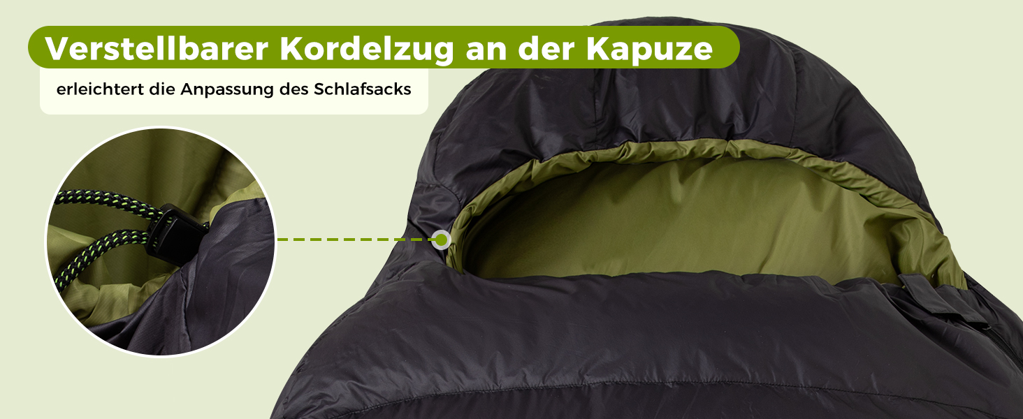 Спальний мішок ATEPA 0°C, чорний, для дорослих, 4-сезонний, водовідштовхувальний, комфортна температура 6°C, межа 1°C, для кемпінгу та подорожей