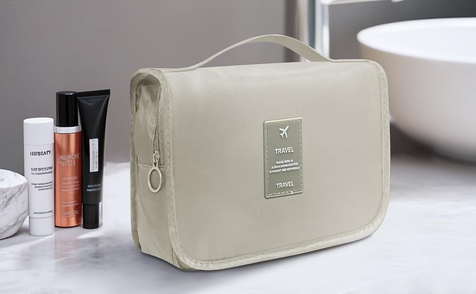 Чоловіча косметичка для подорожей з ручкою, кілька відділень для організації особистих речей (біла)