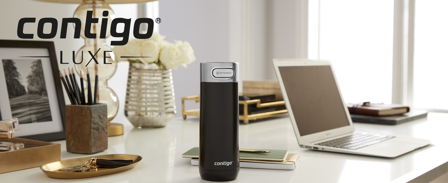 Термокружка Contigo Luxe Autoseal з нержавіючої сталі, 360 мл, виготовлена з BPA-free матеріалів, з невеликим отвором, не протікає, для кави з собою, можна мити в посудомийній машині