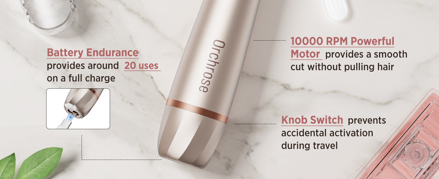 Електричний жіночий епілятор для тіла: безболісний пристрій для бікіні, обличчя, ніг, під пахвами – портативний для подорожей (рожеве золото)