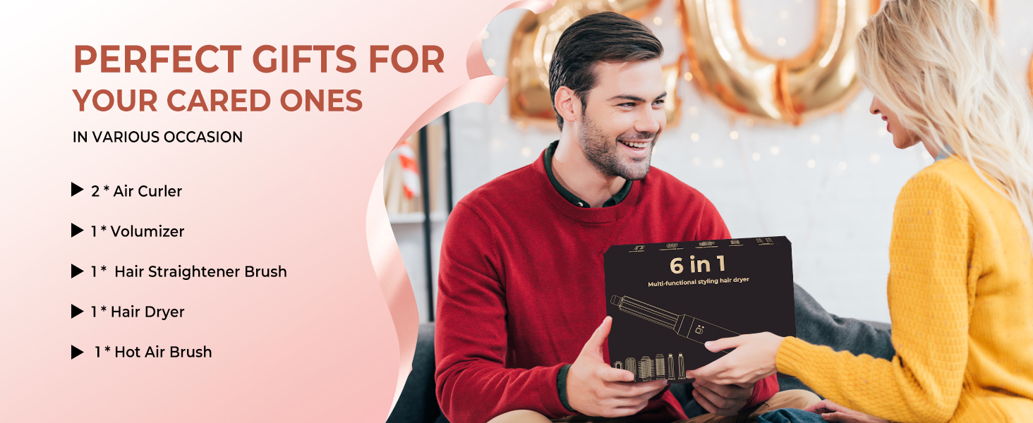 Pro Airbrush Air Styler 6 в 1: Фен-щітка, плойка, випрямляч для волосся, 1000W (білий)