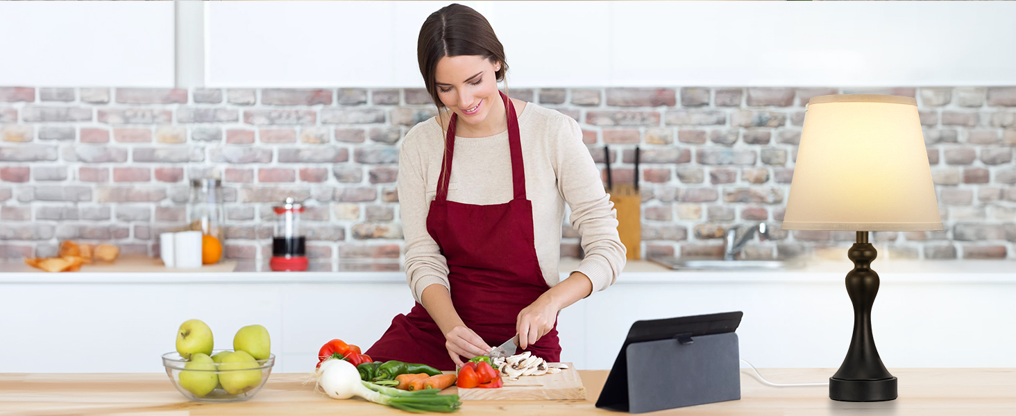 Настільна лампа Kakanuo з торшером, 2 шт., з USB-портами A+C, диммування, вінтажний дизайн, для спальні, вітальні, офісу, білий абажур, золотий цоколь