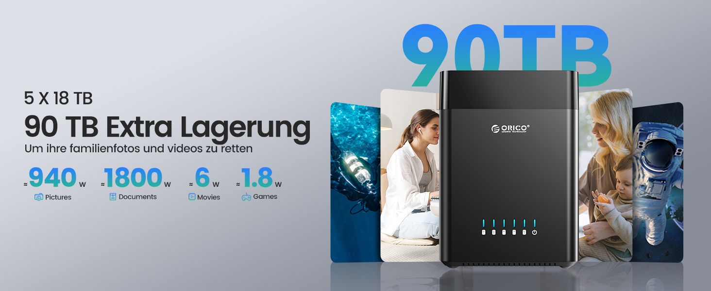 Зовнішній HDD-корпус ORICO DS500U3 на 5 слотів USB 3.0 для SATA HDD 3.5