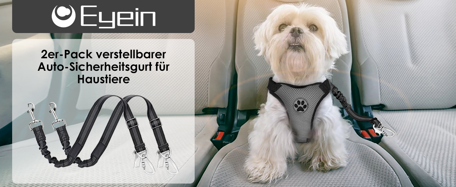 Автогурт для собак у машину, 2 шт. Безпечний ремінь для собак з амортизацією, універсальний кріплення для подорожей, блакитний