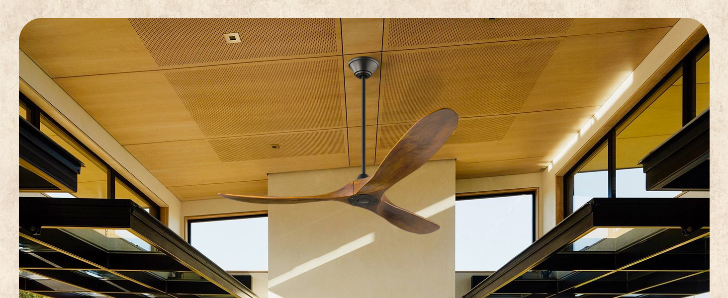 152 см, дерев'яний стельовий вентилятор з дистанційним керуванням, 3 лопаті, DC-двигун, для дому та вулиці, таймер, без освітлення