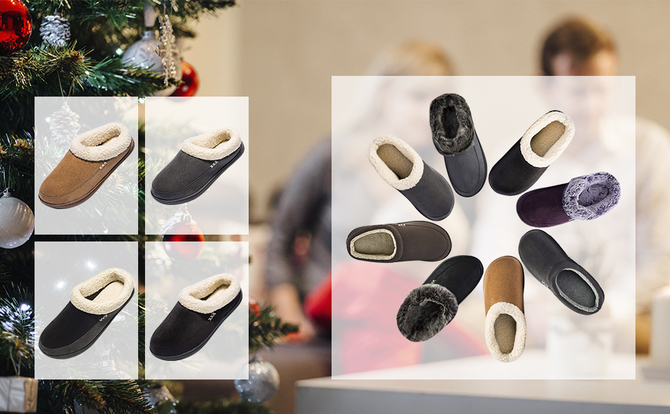 Чоловічі домашні тапочки NewDenBer з піною Memory Foam, теплі, зручні, м'які, з плюшевою підкладкою, зимові, з антиковзною гумовою підошвою (39/40 EU, 23, чорний/сірий)