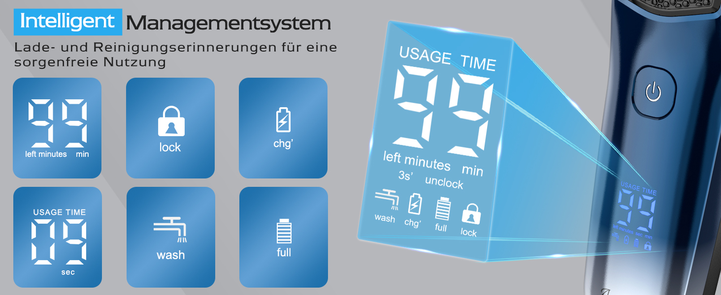 Електрична бритва чоловіча з 3 гнучкими лезами та тримером, синя. Бритва для вологого та сухого гоління, з кейсом для подорожей, акумуляторна, 120 хв роботи. Подарунок для чоловіків