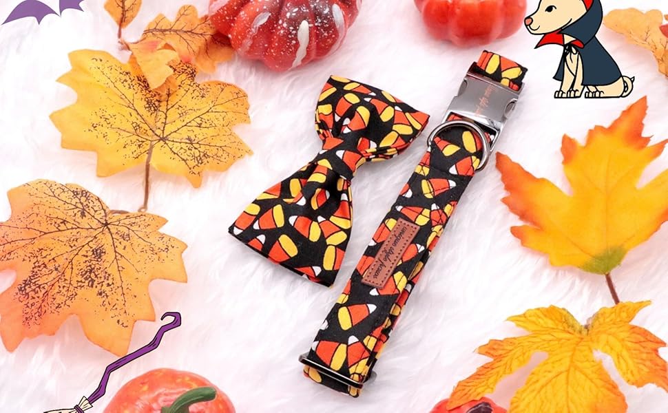 Нашийник для собак Unique Style Paws осінній, з метеликом, регульований, для середніх собак, коричневий, сітка