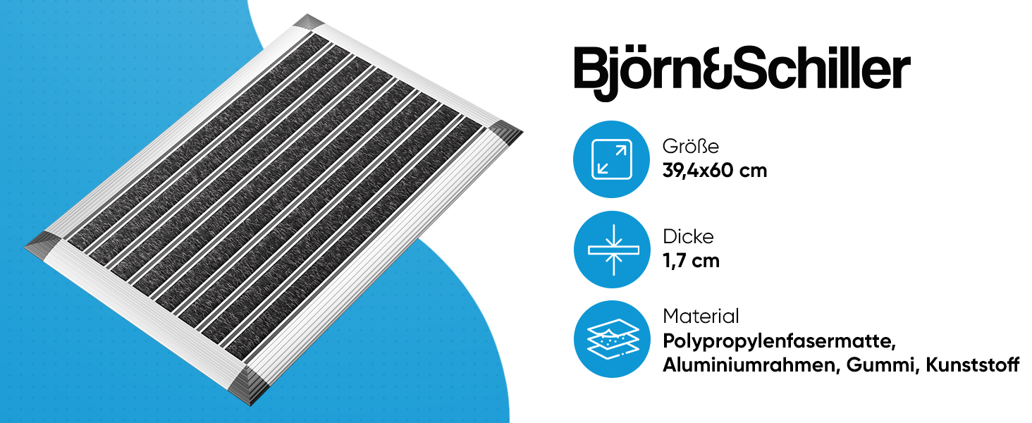 Килимок для дому та вулиці 40x60 см, алюмінієвий каркас срібного кольору, Polypropylene волокна