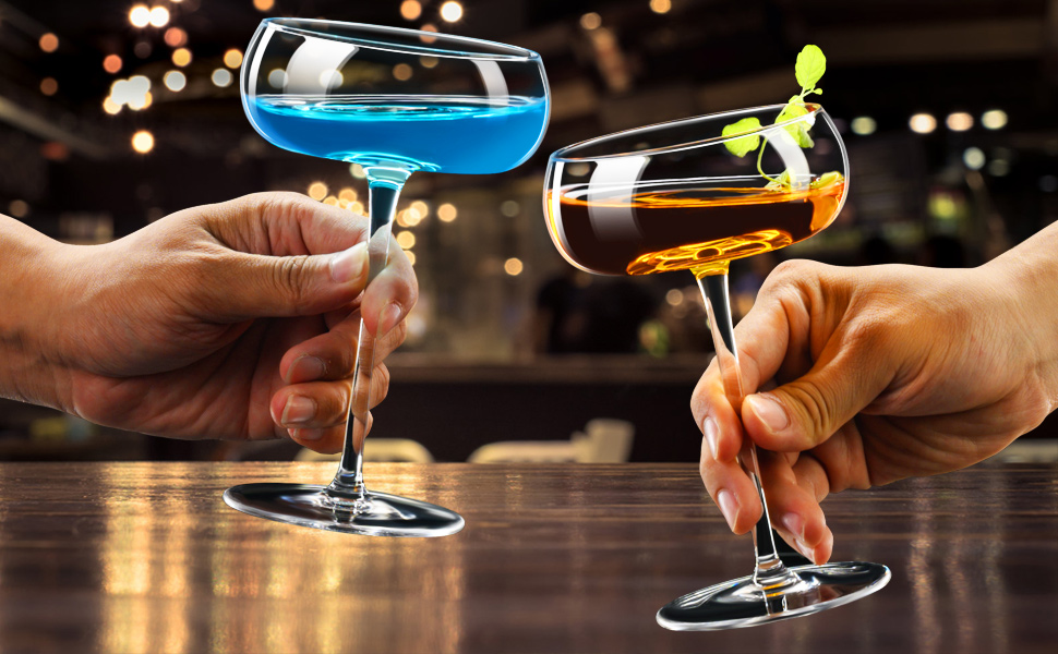 Набір келихів для Мартіні ParaCity 240 мл (4 шт), кришталеві келихи для коктейлів, шампанського, текіли, святкування