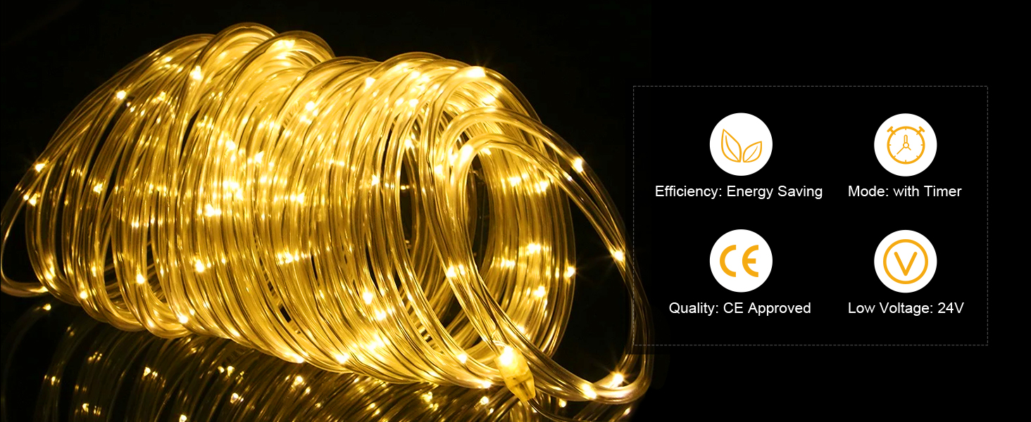 Ланцюжок прикрас LED 144 шт. для зовнішнього та внутрішнього використання, тепле біле світло, з пультом, таймером, 8 режимів, вологостійкий, для саду, будинку, балкона, ялинки