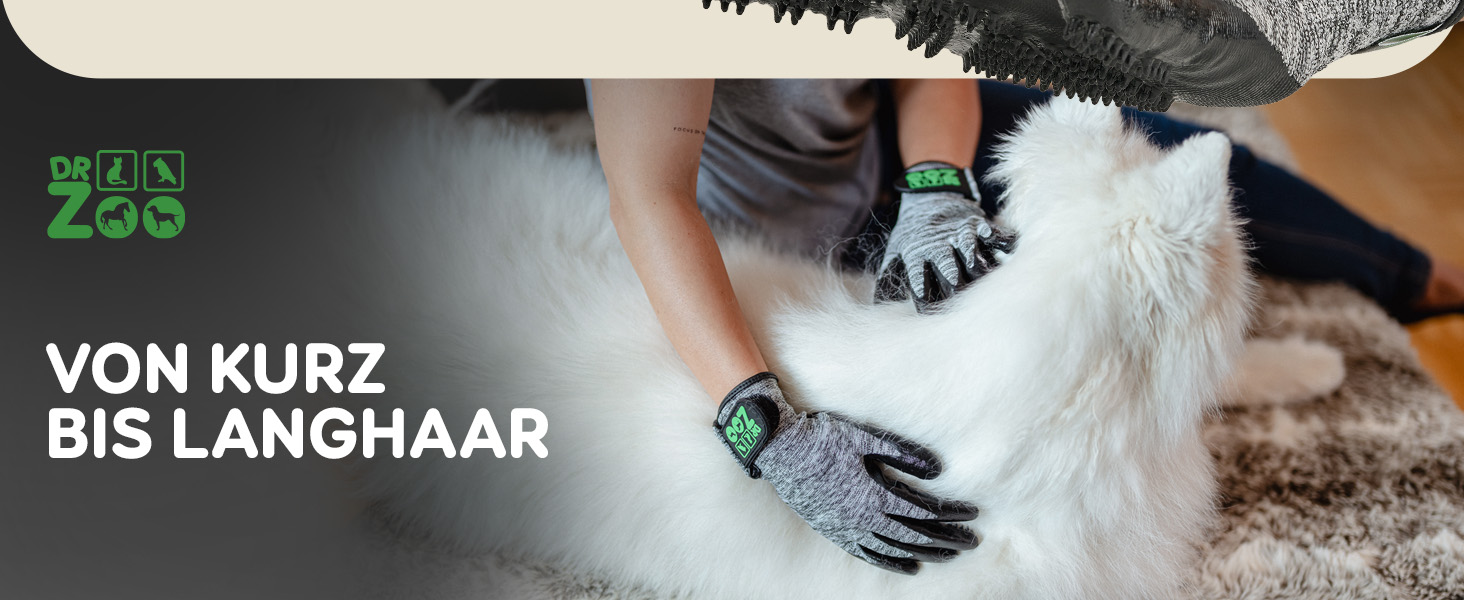 Рукавичка для грумінгу тварин DR Zoo (1 шт, M) - для котів, собак, коней - рукавичка для видалення шерсті, щітка-рукавичка