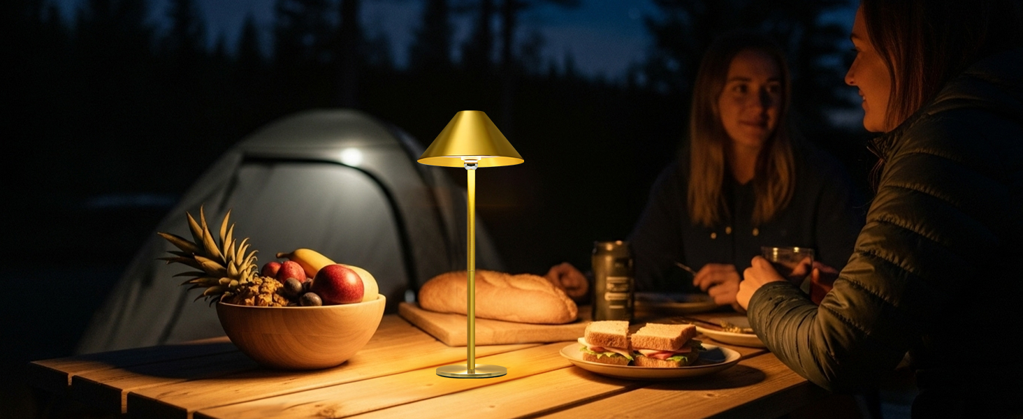 Світлодіодний настільний світильник Rosnek бездротовий, акумуляторний 4000 mAh, диммується, з магнітним кріпленням 360°, 3 режими освітлення, для дому та вулиці (Золотий, 2 шт)