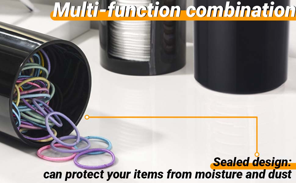 Диспенсер для ватних паличок та ватних дисків, чорний, 3 шт. - органайзер для ватного диска, бамбук, акрил