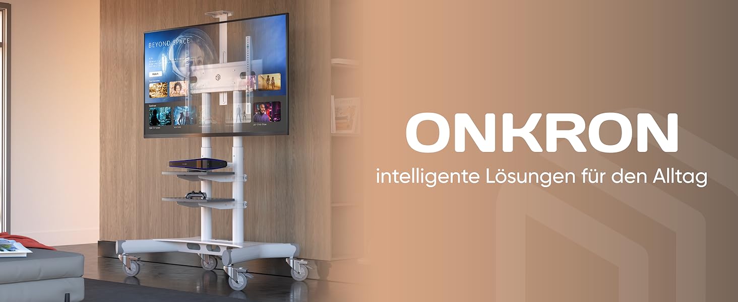 ONKRON Тримач для телевізора на колесах, 50-86 дюймів, до 105 кг, VESA 800x500, чорний TS1881-B (білий)