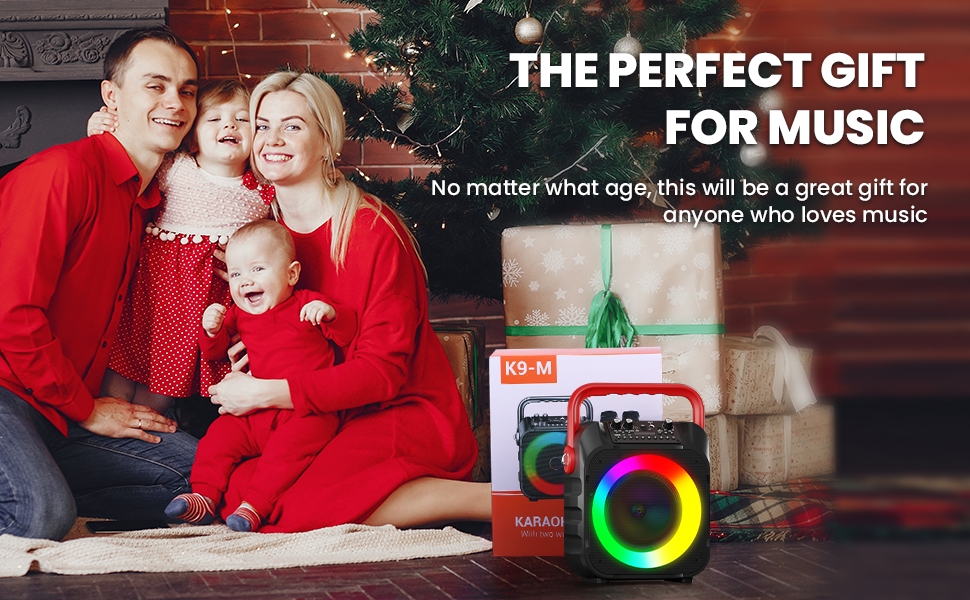 Wowstar Караоке Машина з 2 Бездротові Мікрофони, Портативна Bluetooth Колонка з Світловим Ефектом, Підтримка TF/USB, FM, Запис, AUX, TWS для Вечірок, Дня Народження (Червона)