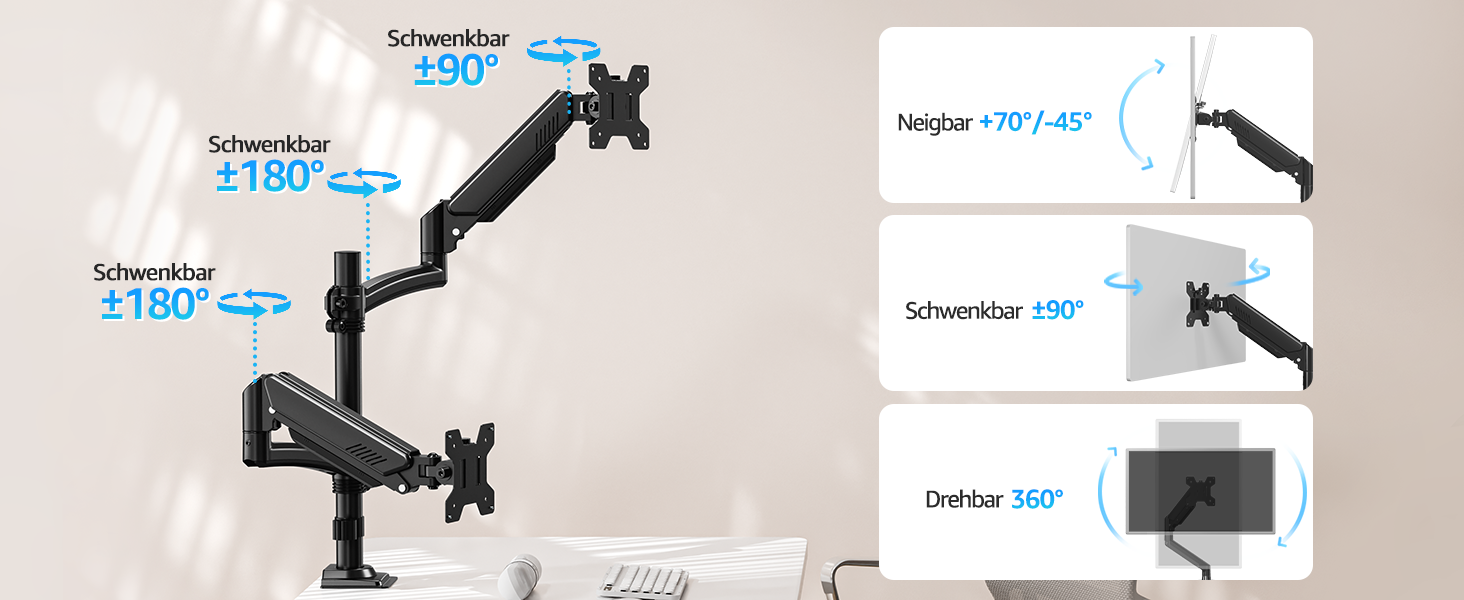 Кріплення для монітора MOUNTUP - 2 монітори, 13-32 дюйми, регульоване, VESA 75/100mm, 2-10 кг, EU6016B