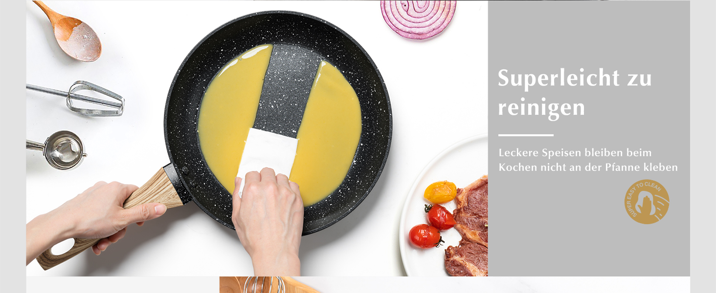 Сковорода з антипригарним покриттям Michelangelo з кришкою 28 см, глибока сковорода для смаження та тушкування, чорна, підходить для індукційних плит