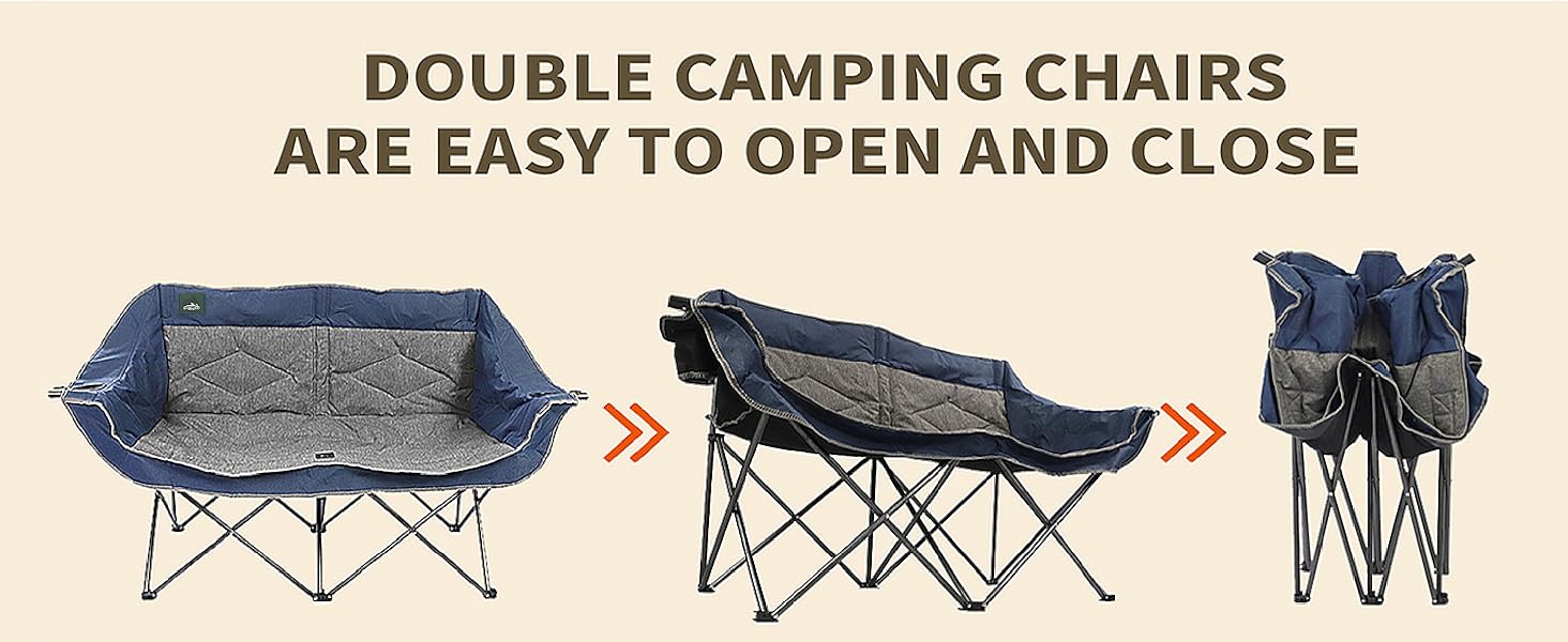 Крісло-диван Northroad Розкладне для кемпінгу на 2 особи, портативне, з підстаканниками та тримачем для келихів, блакитне