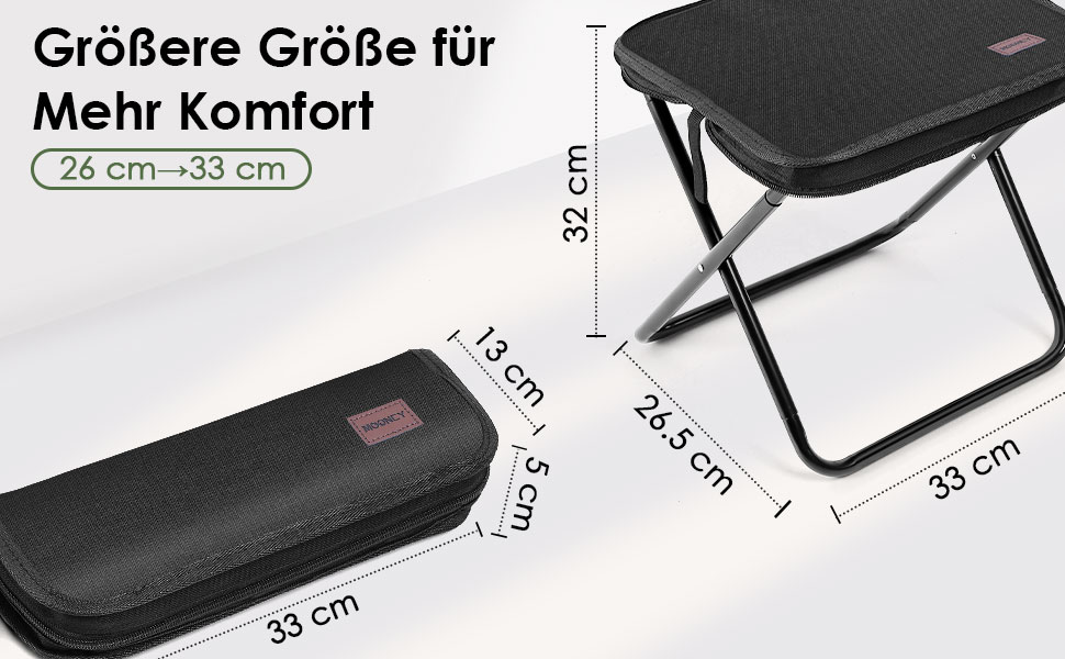 Складний туристичний стілець Mooncy, 33x26,5x32 см, до 120 кг, зелений (чорний)