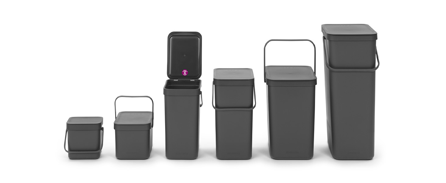 Сміттєвий кошик Brabantia Sort & Go з кришкою, 16 л, Jade Green (світло-зелений) — компактний контейнер для сортування відходів та тари