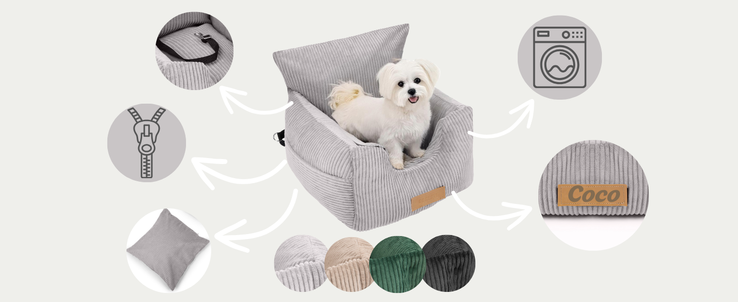 Автоматичний лежак для собак у машину з іменем, бежевий, 60x60x30 см