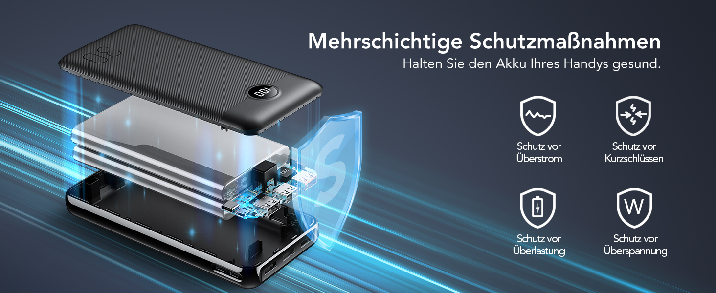 Power Bank VEGER 30000mAh 20W PD: Швидка зарядка, LED дисплей, 4 виходи, 2 входи, USB-C, сумісний з iPhone, iPad, планшетами